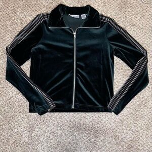 Vintage Juniors Y2K Energie Velour Track Jacket Emerald Green